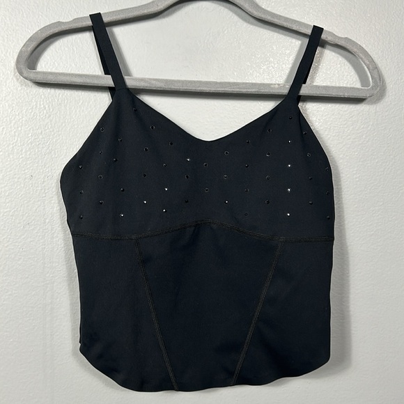 Terez Rhinestone-Embellished Crop Corset Black Top small - Picture 8 of 12